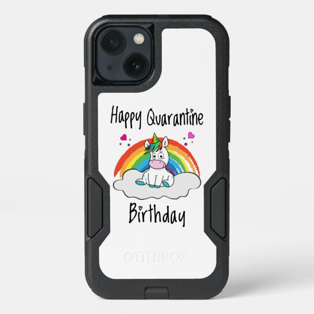 Quarantine Birthday Unicorn rainbow Otterbox iPhone Case (Back)