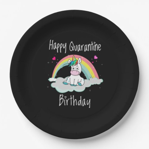 Quarantine Birthday Unicorn rainbow Paper Plates