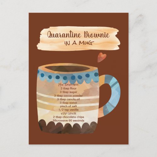 Quarantine Brownie Mug Recipe I Miss You Postcard