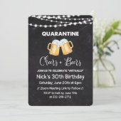 Quarantine Cheers and Beers Chalkboard Birthday Invitation (Standing Front)