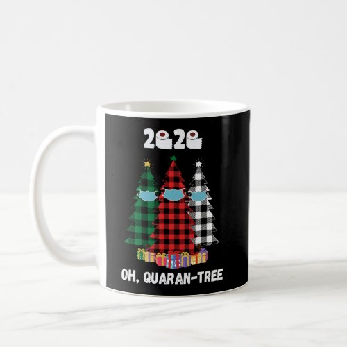 Quarantine Christmas 2020 Plaid Buffalo Trees Mask Coffee Mug