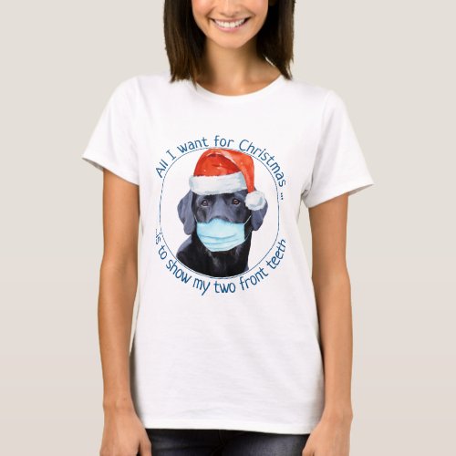 Quarantine Christmas Covid Face Mask Santa Dog T_Shirt