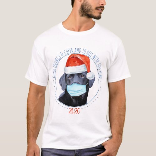 Quarantine Christmas Covid Pandemic Face Mask Dog T_Shirt