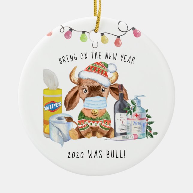 Quarantine Christmas | Funny 2020 Commemorative Ceramic Ornament (Front)