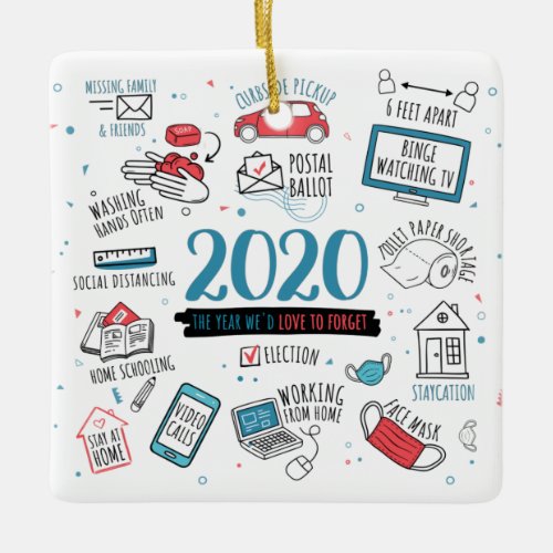 Quarantine Christmas Funny 2020 Commemorative Ceramic Ornament