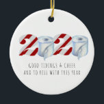 Quarantine Christmas | Funny 2020 Commemorative Ceramic Ornament<br><div class="desc">A great way to remember the year 2020 when the planet quarantined together. Personalize the back with your name or add your own family photo. Add your custom wording to this design by using the "Edit this design template" boxes on the right hand side of the item, or click the...</div>