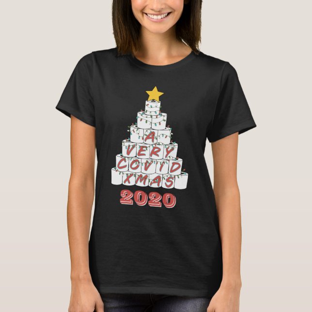 Quarantine Christmas Funny COVID Toilet Paper Tree T-Shirt (Front)