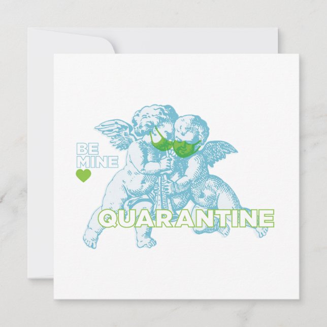 Quarantine Cupid Valentine Square Card. Be mine. Holiday Card (Front)