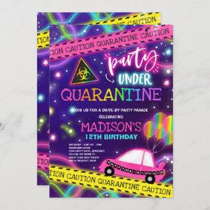 Quarantine Drive-By Birthday Party Parade Invitation