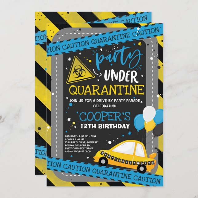 Quarantine Drive-By Birthday Party Parade Invitation (Front/Back)