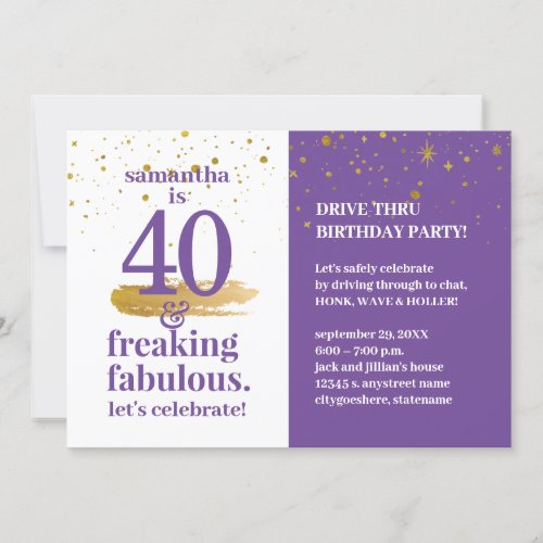 Quarantine Drive Thru 40 and Fabulous Birthday Invitation