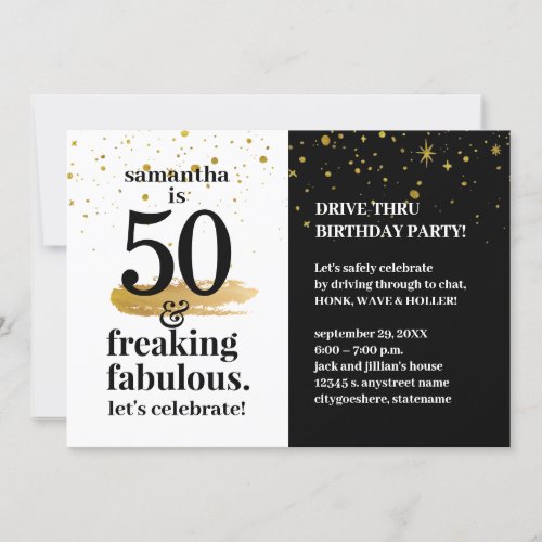 Quarantine Drive Thru 50 and Fabulous Birthday Invitation