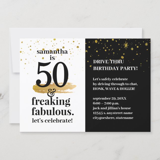 Quarantine Drive Thru 50 and Fabulous Birthday Invitation (Front)