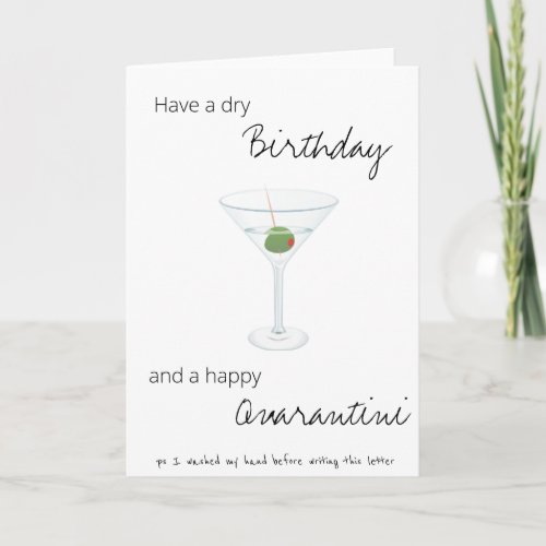 Quarantine Funny Happy birthday martini Card