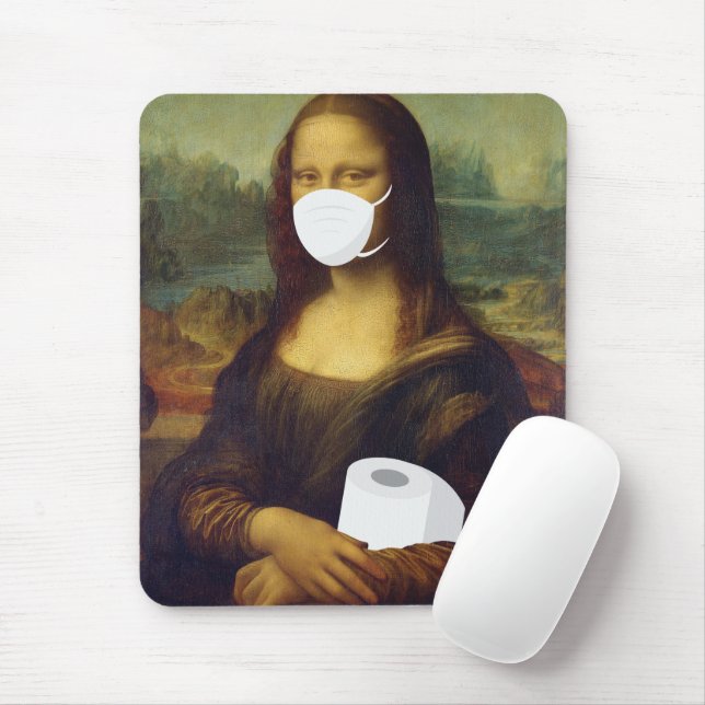 Quarantine Mona Lisa Mouse Pad (With Mouse)