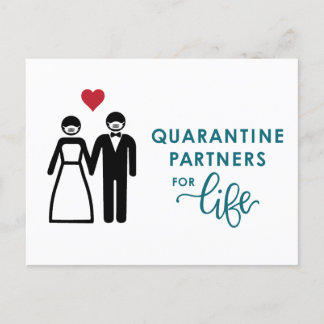 Quarantine Partners for Life | Blue Announcement Postcard