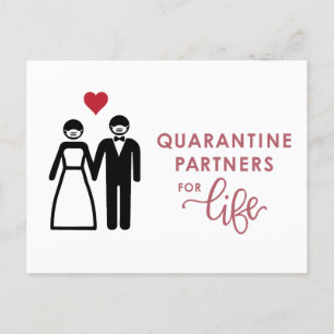 Quarantine Partners for Life Pink Announcement Postcard