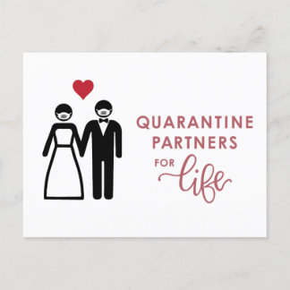 Quarantine Partners for Life | Pink Announcement Postcard