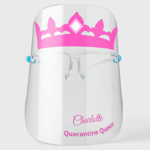 Quarantine Queen Pink Girly Crown Funny Face Shield