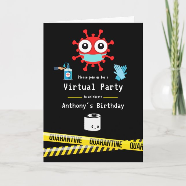 Quarantine Virtual Birthday Party Invitation (Front)