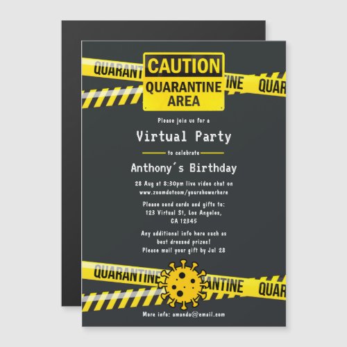 Quarantine Virtual Birthday Party Magnetic Invitation