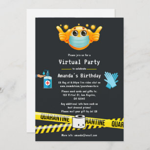 Quarantine Virtual Birthday Party Photo Invitation