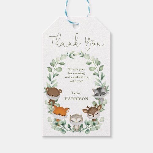 Quarantine Woodland Animals Greenery Baby Favors Gift Tags