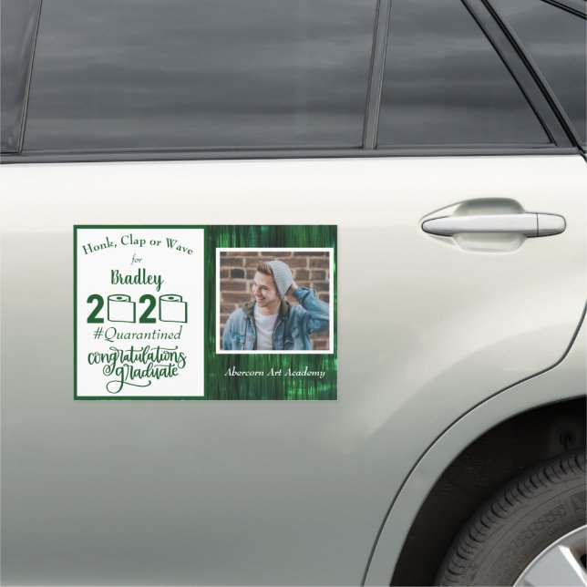 Quarantined Congratulations Photo Graduate Green Car Magnet (In Situ)