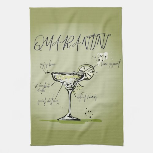 Quarantini Covid Social Isolation Cocktail Recipe Kitchen Towel