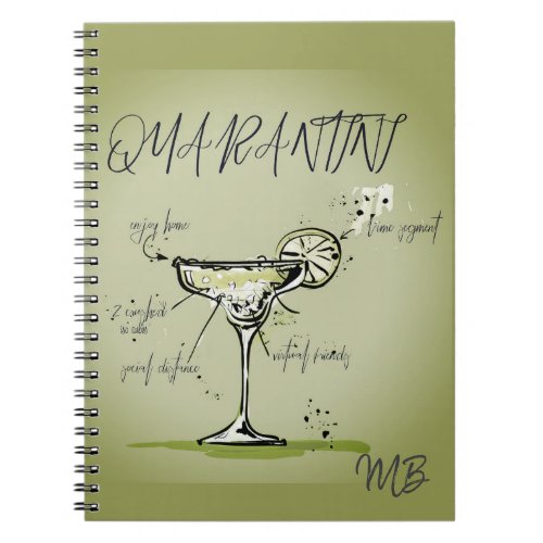 Quarantini Social Isolation Green Cocktail Recipe Notebook