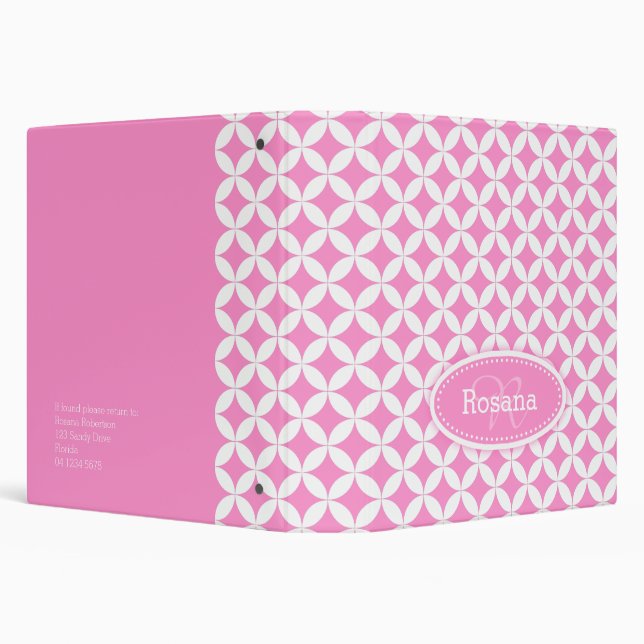 Quarter circle patterned pink white name folder (Background)
