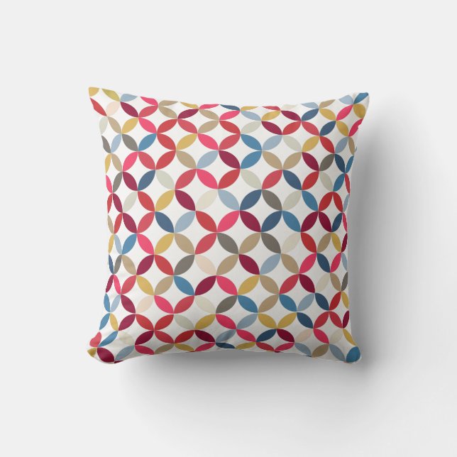 Quarter circles pattern bold color mix pillow (Front)
