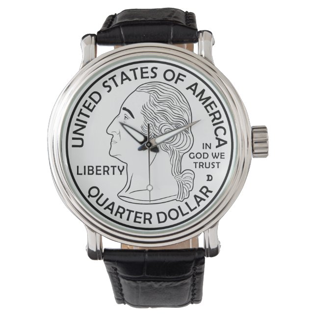 Quarter Dollar coin George Washington Handmade Watch (Front)