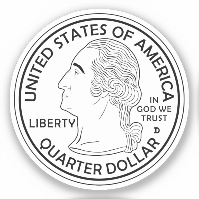 Quarter dollar coin George Washington  Sticker (Front)