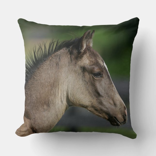 Quarter Horse Foal Headshot Throw Pillow (Front)
