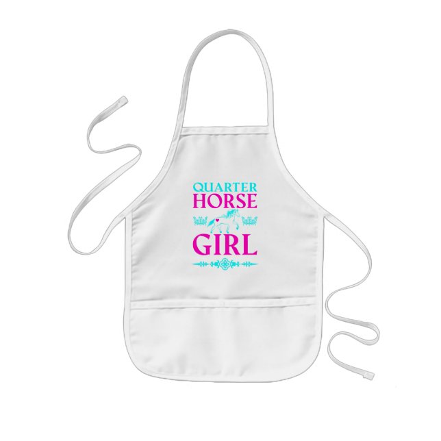 Quarter Horse Girl in Aqua and Pink   Kids' Apron (Front)
