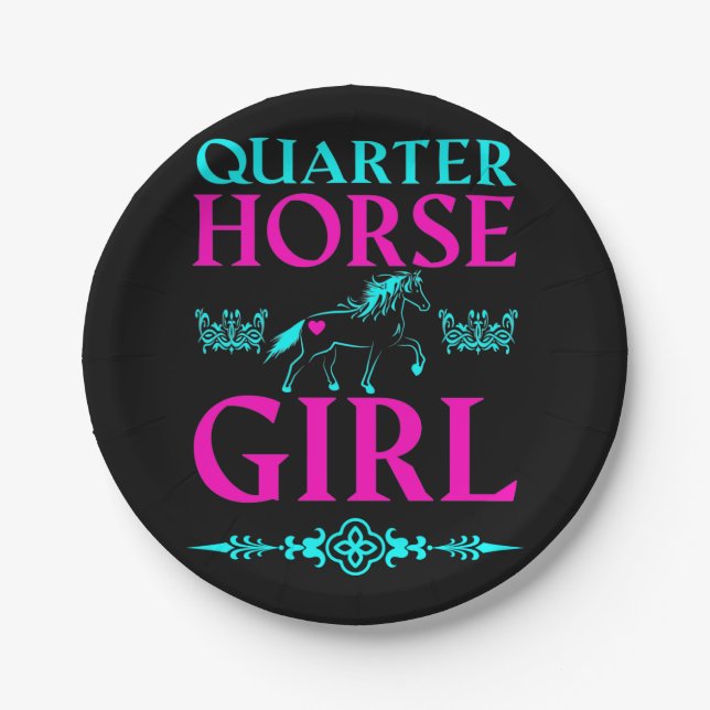 Quarter Horse Girl in Aqua and Pink   Paper Plates (Front)