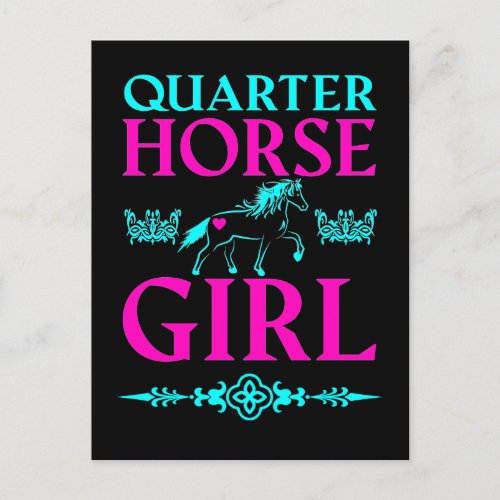 Quarter Horse Girl in Aqua and Pink    Postcard