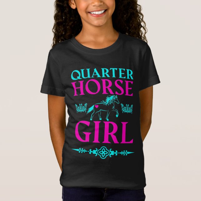 Quarter Horse Girl in Aqua and Pink  T-Shirt (Front)