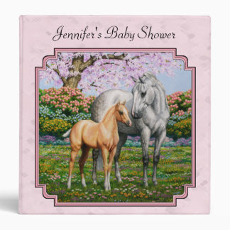 Quarter Horse Mare and Foal Pink 3 Ring Binder