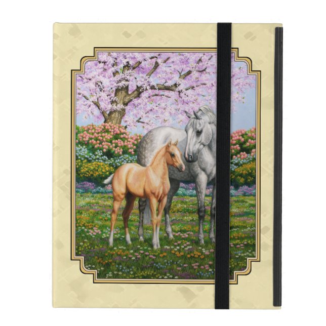 Quarter Horse Mare and Foal Yellow iPad Case (Front Closed)