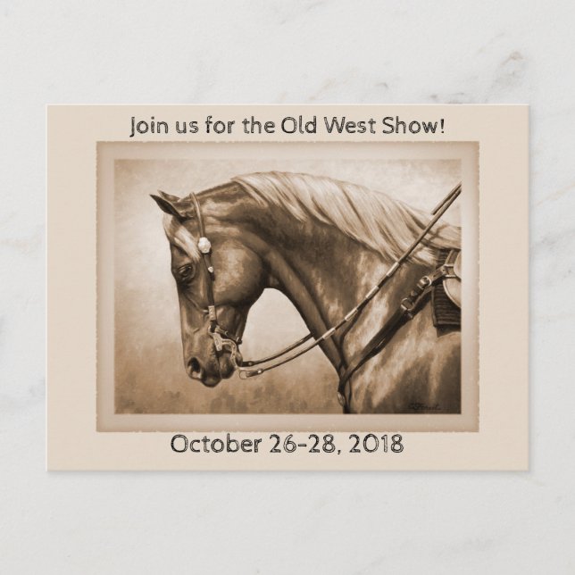 Quarter Horse Old West Aged Photo Effect Postcard (Front)