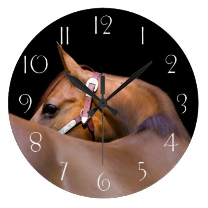 Quarter horse with black background large clock