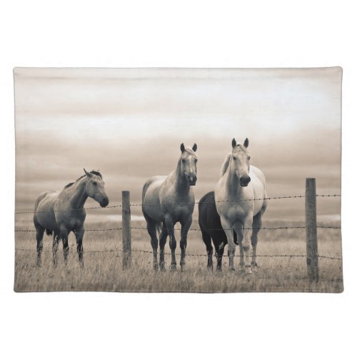 Quarter Horses On Canadian Prairie Cloth Placemat