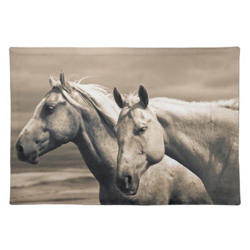 Quarter Horses On Canadian Prairie Cloth Placemat