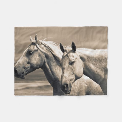 Quarter Horses On Canadian Prairie Fleece Blanket