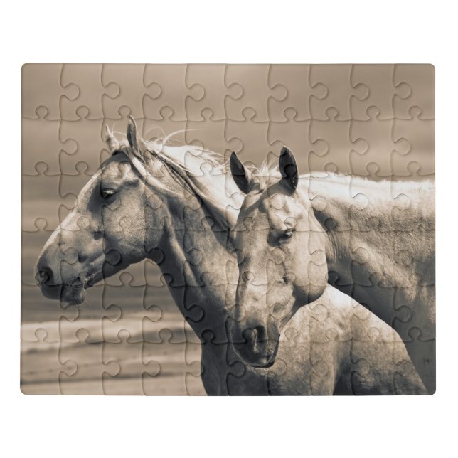 Quarter Horses On Canadian Prairie Jigsaw Puzzle (Puzzle Horizontal)