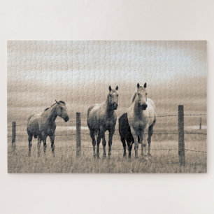 Quarter Horses On Canadian Prairie Jigsaw Puzzle