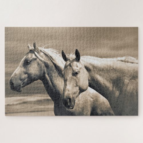 Quarter Horses On Canadian Prairie Jigsaw Puzzle