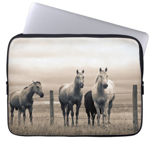 Quarter Horses On Canadian Prairie Laptop Sleeve